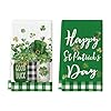 Artoid mode buffalo plaid shamrock hat st patricks day kitchen towels dish towels 18×26 inch farmhouse spring decoration hand towels set of 2  urban country home decor