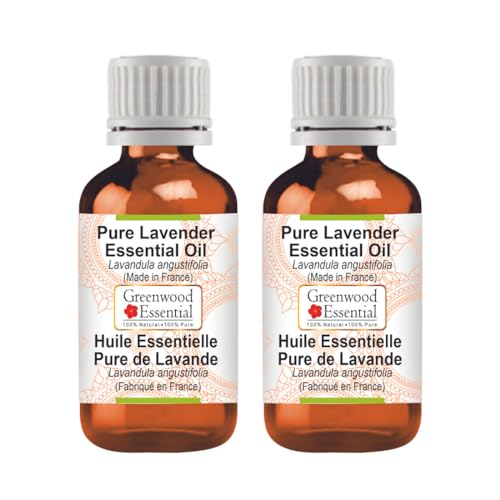 Image of Greenwood Essential Lavender Essential Oil (Lavandula angustifolia) Pure | Non-Sticky | Non-greasy | Lightweight | Men & Women | All Skin Types | Steam Distilled 100ml X 2