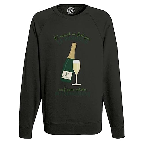 Sweat shirt homme champagne confortable et élégant concept l'argent ne fait pas le bonheur