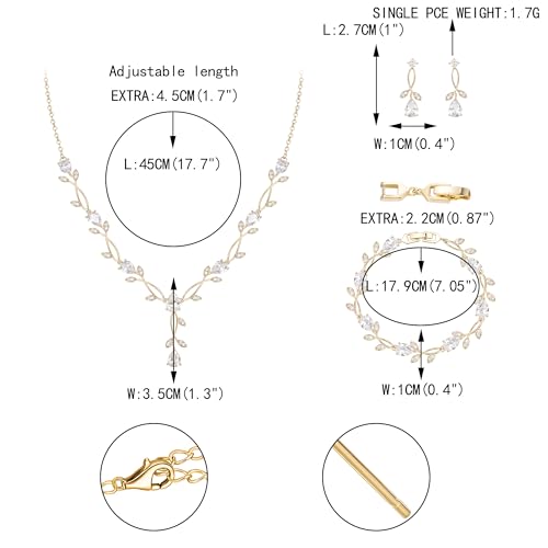 image for EVER FAITH Wedding Jewelry Set for Bride Bridesmaid, Gold-Plated-Brass