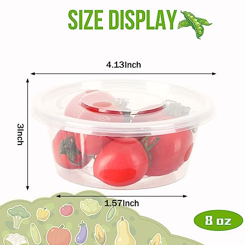 Augshy 8 oz Plastic Containers with Lids, 40 Set Deli Containers with Lids Free Food Storage Containers for Slime, Soup, Fruit, Salad, Shaved Ice, Leakproof and Microwave Safe