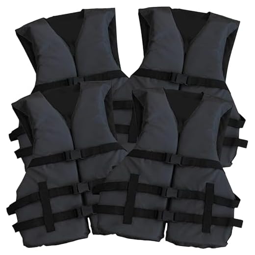 4 Pack Life Jacket Paddle Vest; Coast Guard Approved Type III PFD Life Vest Flotation Device; Jet ski, Wakeboard, Kayak; Ideal Extra Life Jacket for Pontoon Boat Adult Black