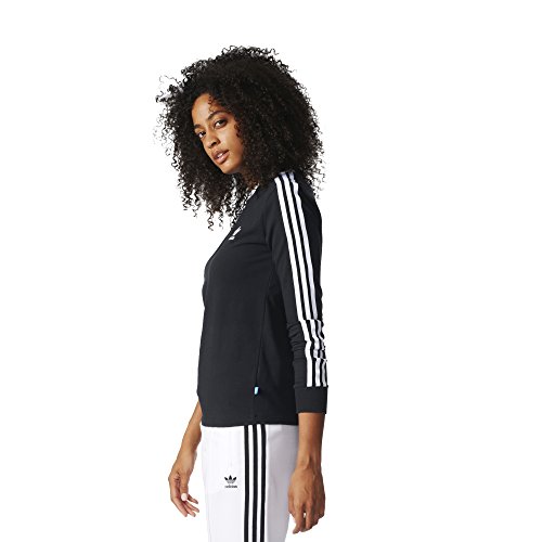 adidas Originals Women's 3 Stripes Long sleeve Tee, Black, XL