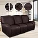 ANARACHON Recliner Couch Cover Leather Look Recliner Sofa Covers for 3 Cushion Reclining Sofa Slipcovers 8-Pieces Furniture Protector Spandex Fabric Washable (3 Seater, 01 Chocolate)