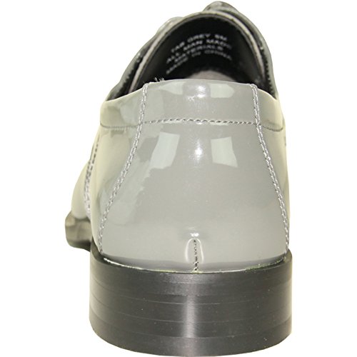 VANGELO Men's Tuxedo Shoes TAB Dress Shoes Oxford Wrinke Free Grey Patent3