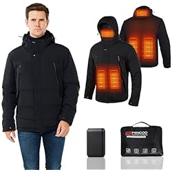 Chaqueta Impermeable Hombre Trabajo Chaqueta Calefactable Adecuado Para Hombres y Mujeres,Chaqueta Calefactable con Capucha Impermeables para Trabajo al Aire Libre Esquí Montar Motocicleta (L, Negro)