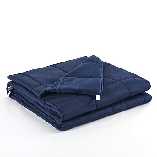 RelaxBlanket Weighted Blanket | 60''x80'',25lbs | for Individual Between 240-280 lbs | Premium Cotton Material with Glass Beads | Navy
