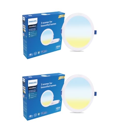 Image of PHILIPS 15W 3in1 Round AstraGlow Pro LED Ceiling Light | Slim Surface Panel for Home & Office | Energy Efficient Bright LED Fixture | Pack of 2