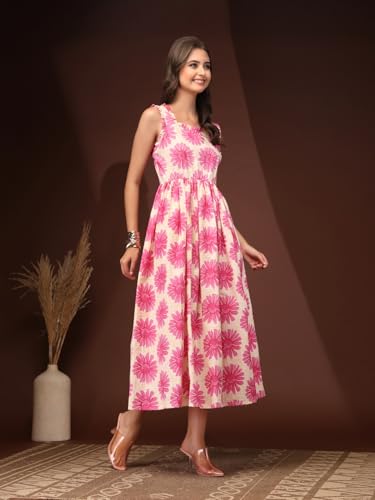 Image of Dress for Women | New Rayon Floral Printed Flared Maxi Dress for Women & Girl's