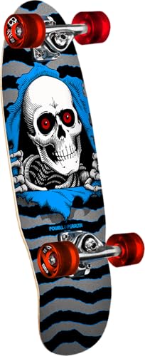 Powell Peralta Micro Mini Ripper Skateboard Cruiser Complete, Silver/Blue, 7.5'...