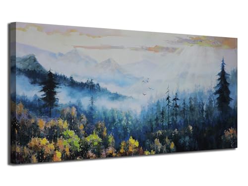 Arjun Forest Wall Art Vintage Large Landscape Canvas for Living Room Nature Painting Modern Pine Tree Scenery Picture Bedroom, Mountain Artwork Bathroom Office Home Wall Decor 40