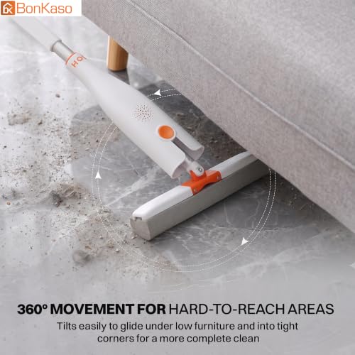 Image of BonKaso PVA Sponge Mop with Self-Wringing Mechanism, High Absorbency Sponge Head, 360 Movement, Detachable Replaceable Mop Head for Wet Floor Cleaning on Tiles Marble Granite Wooden Floors