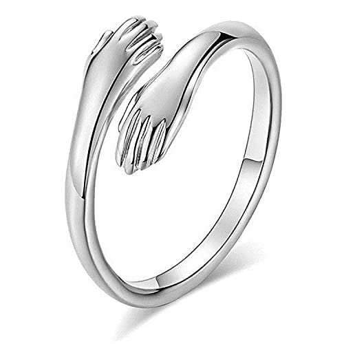 6Pillars Crystal Hug Ring for Girls (Silver)