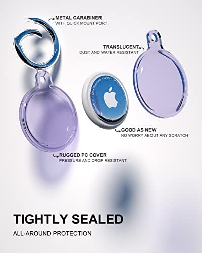 4 Pack AirTag Keyring Case AirTag Holder for Apple AirTag Waterproof Protective AirTags Case Tracker Cover Keychain for AirTag Case for Dog Cat Collar