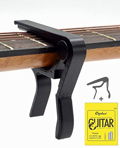 Universal Guitar Capo For Classical And Electric Guitars + Full Set Of Acoustic Guitar Strings Orphee Tx630 #TOP1