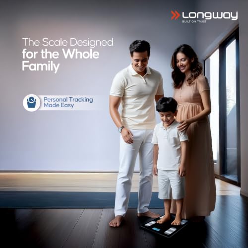 Image of Longway Weight Machine for Home | Digital Bathroom Scale for Human Body Weight Measurement | Extra Thick Tempered Glass with LCD Display | 3 Years Warranty (Black | Max Weight 180Kgs | Core)