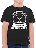 Kinder Sport Kleidung - Zum Eishockey geboren. Zur Schule gezwungen - 140 (9/11 Jahre) - Schwarz - Shirt Eishockey Kinder - F130K - Kinder Tshirts und T-Shirt für Jungen