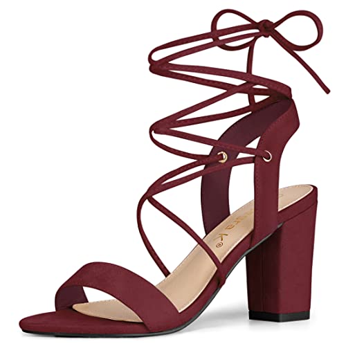Sandales à talons hauts bordeaux à lacets pour vos soirées élégantes en taille 42