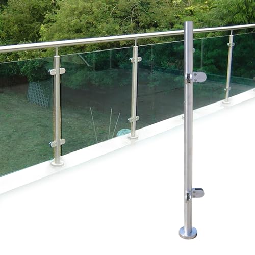 Barandilla de acero inoxidable, tubo de cristal, sistema de 110 cm, barandilla para escaleras con abrazadera para interior y exterior, balcón, escalera, terraza
