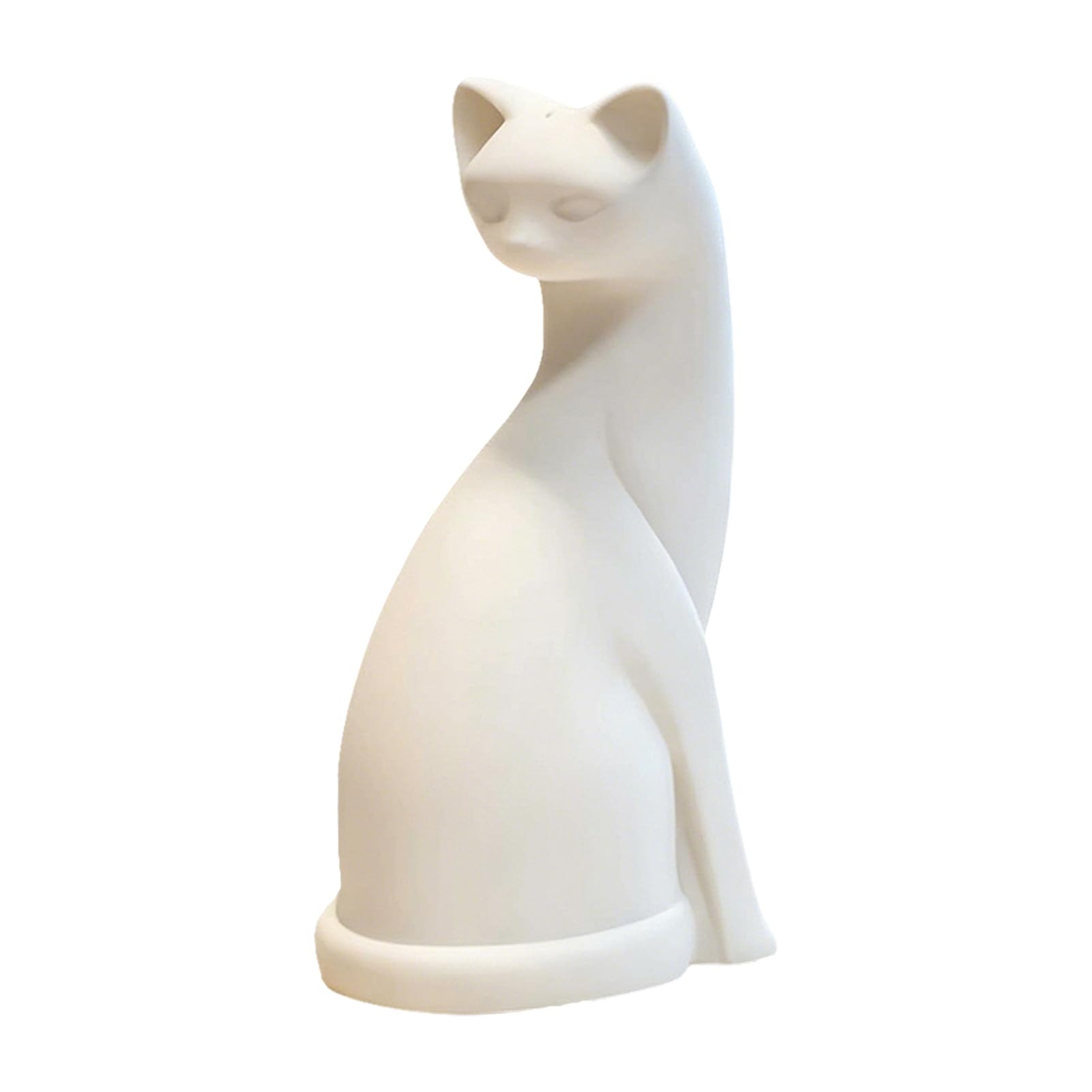 ZhzeYun Cat Figurine 3D Printed PLA Minimalist Geometric Cat Statue Durable Desktop Decoration Stylish Office Ornament Small Size White
