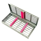 NEW PREMIUM GERMAN STAINLESS DENTAL AUTOCLAVE STERILIZATION CASSETTE RACK BOX TRAY FOR 7 INSTRUMENTS-PINK