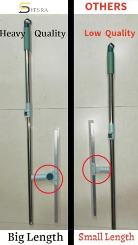 Image of 50 CM Wide Heavy Duty Floor Wiper for Bathroom & Home Cleaning 110 CM Long Adjustable Handle Silicone Floor Squeegee 180 Rotating Water Wiper for Tiles, Marble & Glass (X-Large)