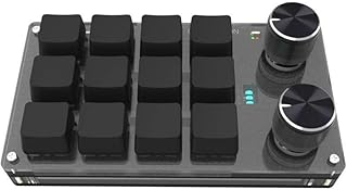 HFINGAQEX RGB Wireless Bluetooth Macro Keyboard 12 Key 2 Knob Mechanical Keyboard Custom Gaming Keyboard Keypad Mini Keypad handed
