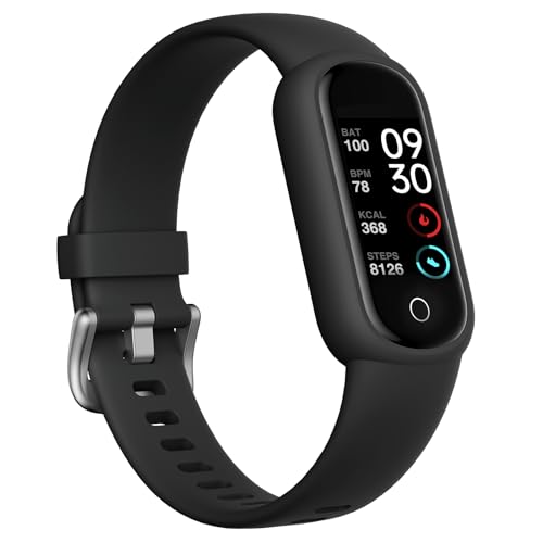 TOOBUR Fitness Tracker Watch with Heart Rate/Sleep Tracker Step Counter Pedometer, Activity Tracker with IP68 Waterproof, Smart Watch for Women Men with 14 Sports Compatible Android iOS, Black