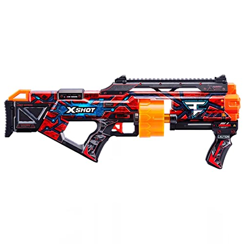 XSHOT - X-Shot Skins Last Stand – Clan – Fuze Clan – Pistolet de fléchettes à Pression à Ressort avec Chargeur de Batterie, 16 fléchettes & Aspect Unique