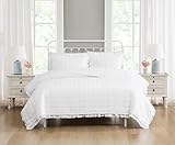 The Farmhouse by Rachel Ashwell Ruffled Washed Cotton Quilt Set White Cotton 3-Piece Full/Queen Quilt Set, Modern Farmhouse Themed, for Men and Women, Oeko-TEX Certified Confidence