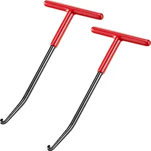 2 Pieces Motorcycle Exhaust Spring Hooks T Shaped Handle Exhaust Spring Hooks Exhaust Pipe Spring Installed Puller Hooks with Rubber Coating for Motorcycle (Red with Black)