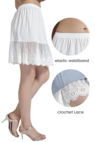 Beautelicate Skirt Extender Half Slip With Lace Trim 100% Cotton Vintage Underskirt Ivory #TOP1