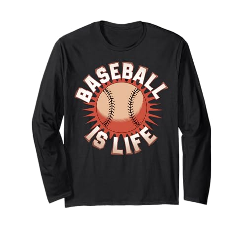 Baseball Is Life Retro Vintage Deportes Fan Manga Larga