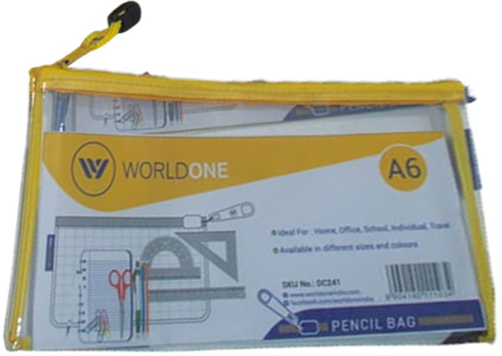 Transparent Pencil Pouch with Zipper, Water Resistant, Strong Stitching with Fabric on Edge for Durability, Ideal for Board and Competitive Exams, Assorted Colour Zipper, Size A6, Pack of 6-image-8