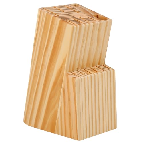 Ceppo per coltelli da cucina universale 15 pezzi. Porta coltelli da cucina realizzato in legno massiccio. Supporto per i coltelli robusto ed elegante. Portacoltelli da cuccina (Pino)
