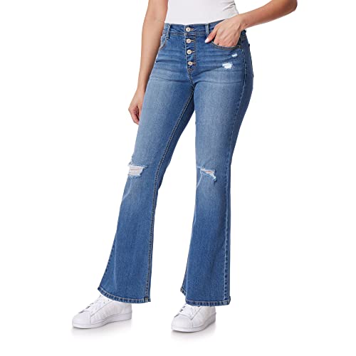 WallFlower Women's Flirty Curvy Super Flare High Rise Insta Stretch Juniors Jeans