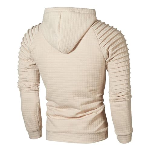 Mens Hooded Knitted Sweatshirt Athletic Ribbed Stretch Long Sleeve Hoodies Slim Fit Lightweight Pullover Solid Gym Top2