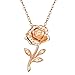 Price comparison product image Disney Beauty and the Beast Pink Gold Over Sterling Silver Enchanted Rose Cubic Zirconia Necklace 18"