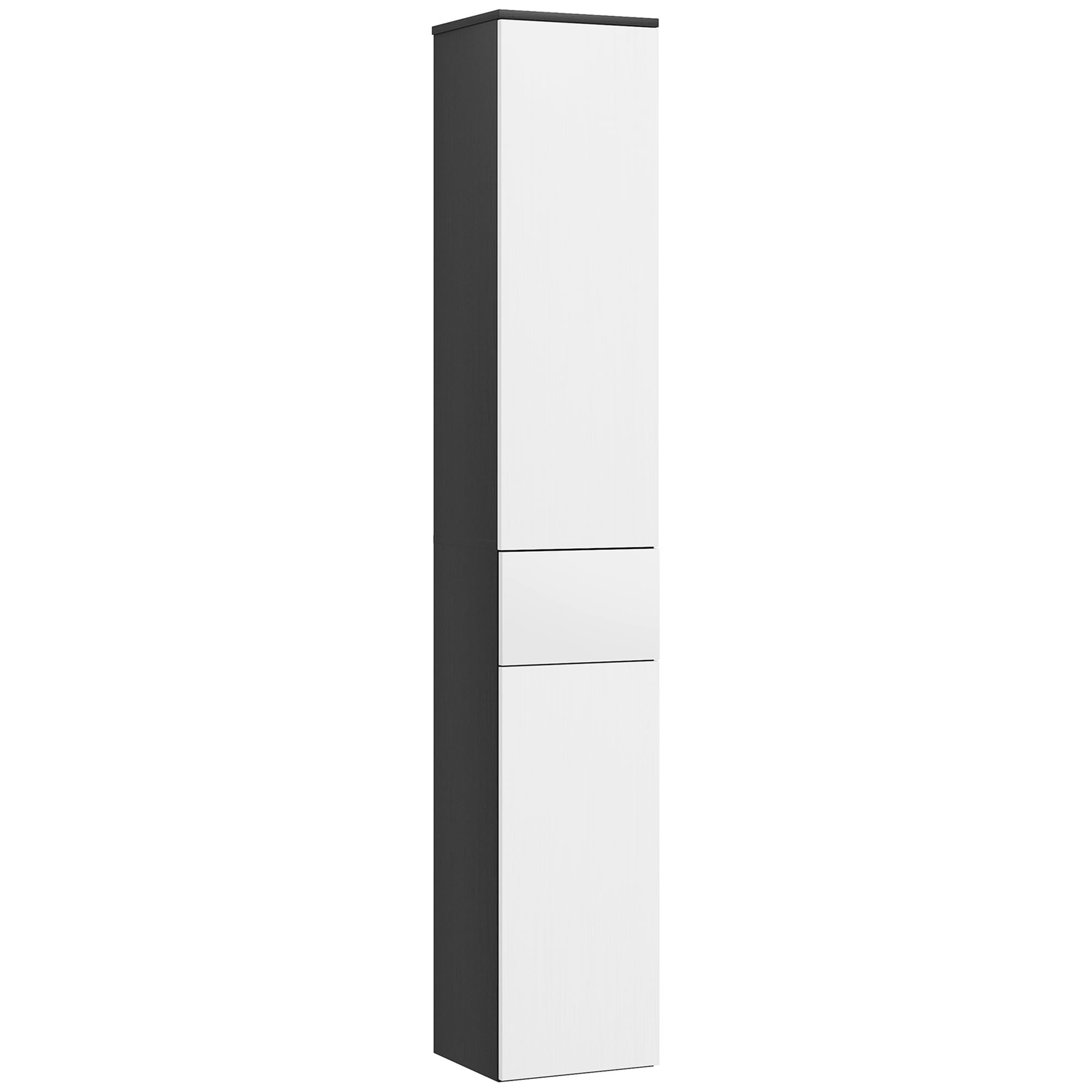 kleankin Colonne de Bain avec 2 armoires et tiroir 30x28x180 cm Noir