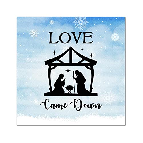 Plaque murale en bois Love Came Down déco vintage 35x35cm