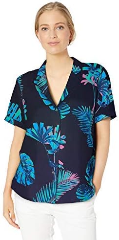 28 Palms Women's Loose-Fit 100% Silk Tropical Vacation Shirt