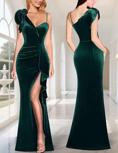 Image of VFSHOW Womens Ruffle One Shoulder Wedding Formal Prom Evening Maxi Dress