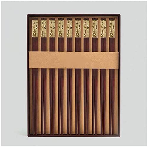 Palillos, Palillos Chinos Reutilizables Pichewsticks Rojos de Palo de Madera, 24k Chapado en Oro, Palillos de Madera Maciza sin Cera y sin Cera, Palillos de Embalaje de Caja de Regalo (Color : Gold)