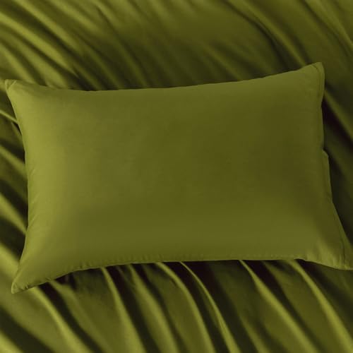 Image of Queen Size Zipper Pillow Cases Set of 2,Deep Sage Green,20x30 Inches | Soft Comfortable, Not Shrink, Breathable Luxury