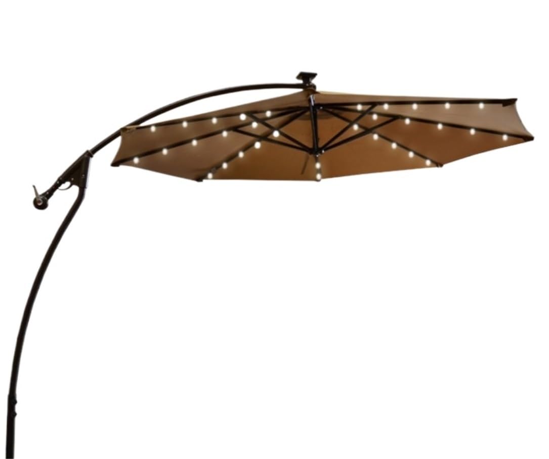 Parasol colgante premium de 3m modelo C-9,8ft con iluminación solar