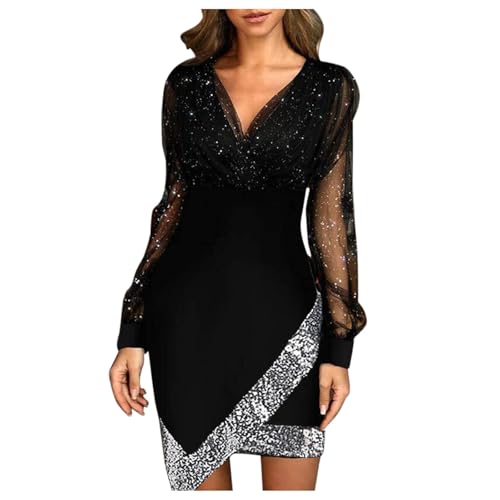 Robe à paillettes femme noire bordeaux tenue de fête franges et manches voilées
