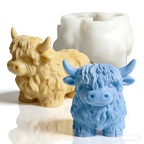houlishu Cow-Shaped Silicone Molds for 3D Candle Making Unique Animal Mold Silicone Food Grade Moulds for Crafts Cake Jelly Gummy Wax Soap Ice Mould for Home Decor
