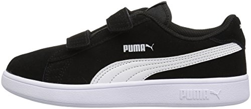 Image of PUMA Girls' Smash V2 Hook and Loop Sneaker, Elderberry-Indigo-Silver-White, 2 M US Little Kid