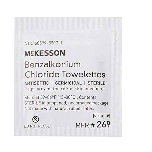image for McKesson Benzalkonium Chloride Towelettes [Pack of 100] First Aid Anti