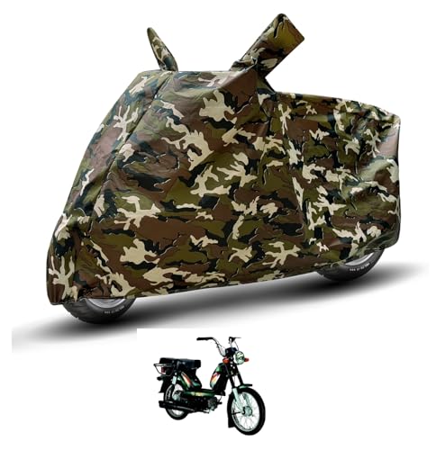Image of Auto Hub Waterproof Scooty Cover Compatible with Kinetic Luna Dustproof, UV Protection Two Wheeler Scooty Luna Cover - Army Print